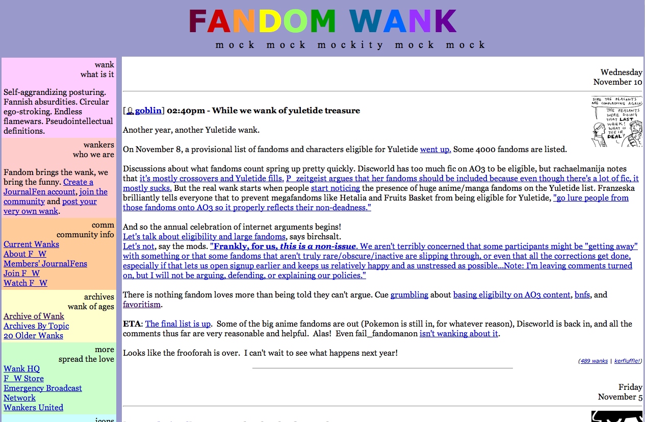 Screenshot, Fandom Wank