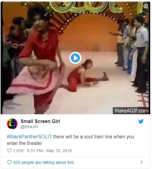 This tweet features a GIF clip from Soul Train, the long-running music and dance television show often featuring Black social dances and music popularized by Black artists.