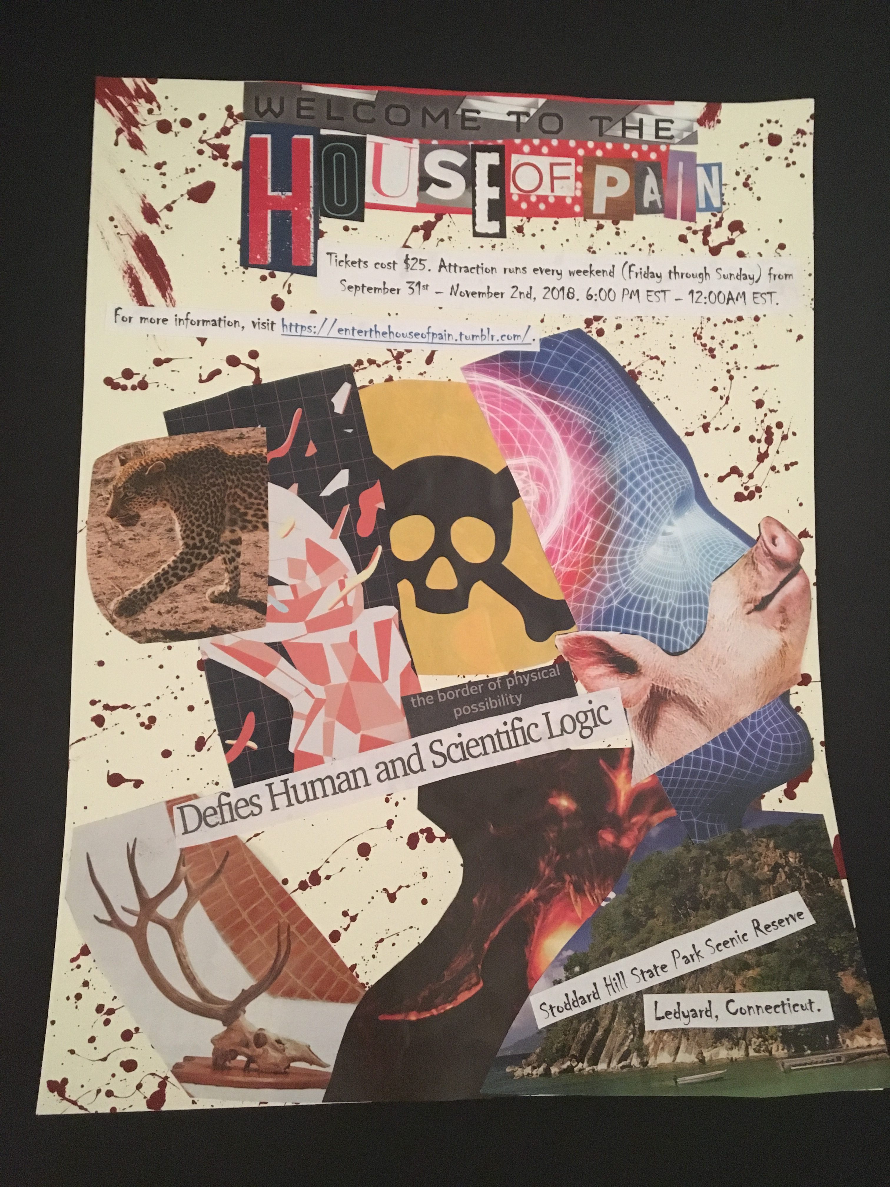 Flyer titled Welcome to the House of Pain, featuring a collage of images