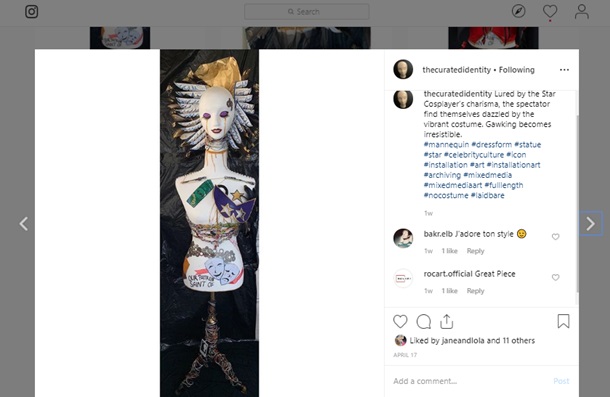 Instagram post of the undressed mannequin