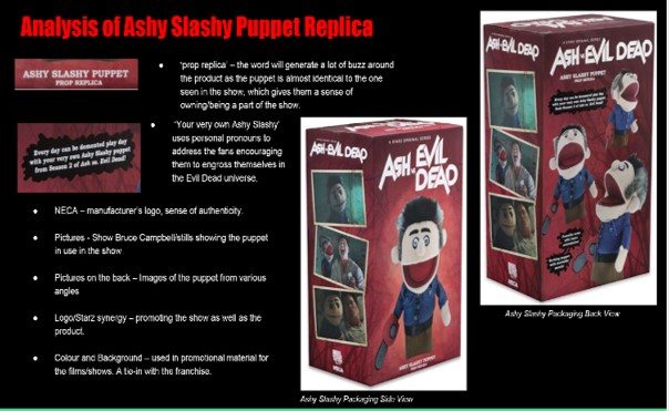 Packaging for the Slashy Ashy Ash Versus the Evil Dead branded puppet