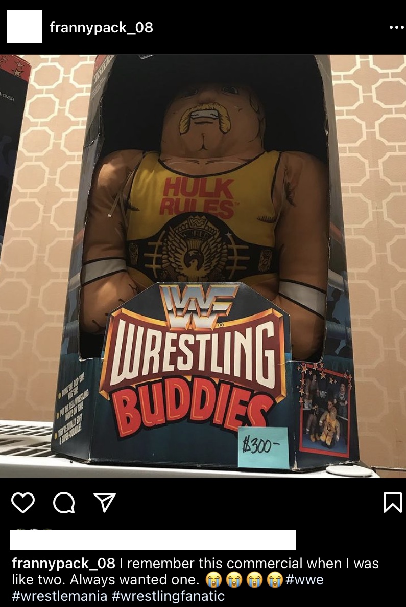 Photo of WWF Wrestling Buddies Hulk Hogan, a plush version of Hulk Hogan, in its original box.