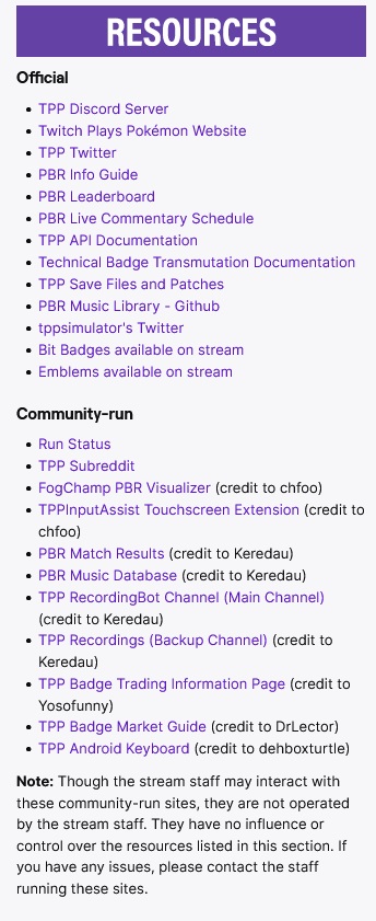 A screenshot of the stream showing a list of the stream's resources.