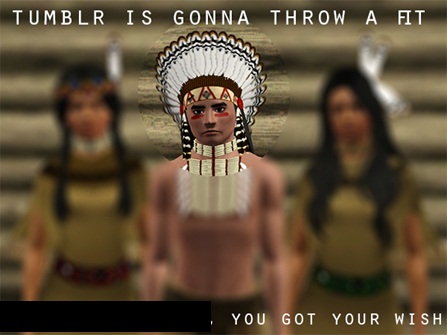 Photo of a native American headdress. 'Tumblr is gonna throw a fit. [Name] you got your wish'