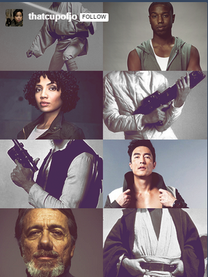 Star Wars fan cast, featuring actors Michael B. Jordan, Jasika Nicole, Daniel Henney, and Edward James Olmos.